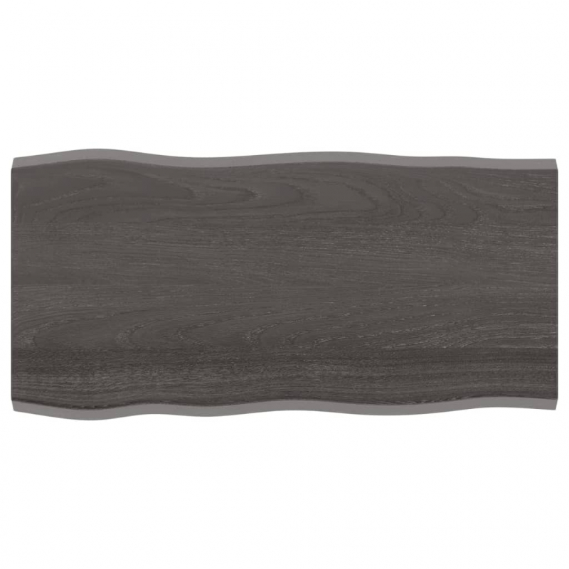 Tischplatte 100x50x2 cm Massivholz Eiche Behandelt Baumkante