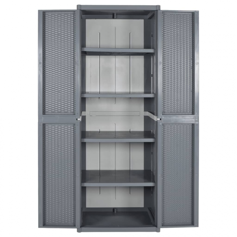 Gartenschrank Grau 65x45x172 cm PP Rattan