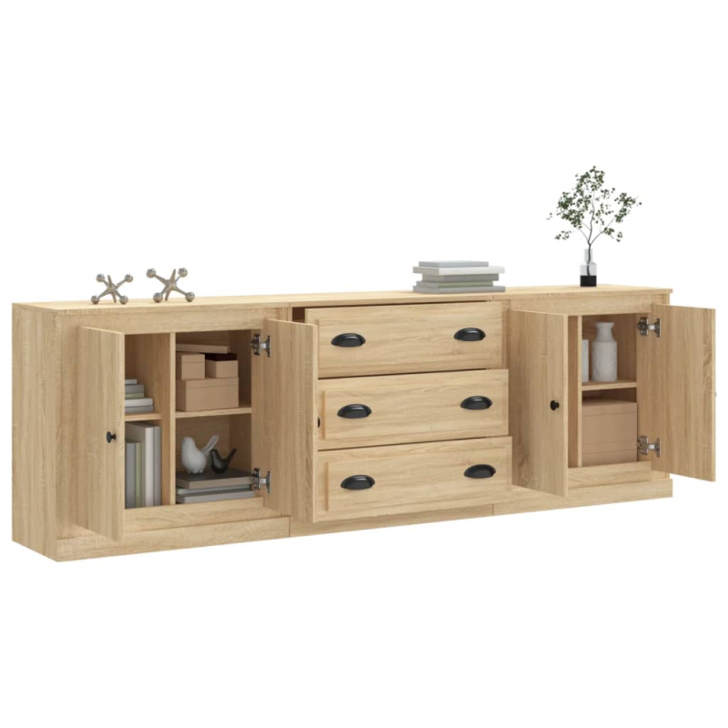 Sideboards 3 Stk. Sonoma-Eiche Holzwerkstoff