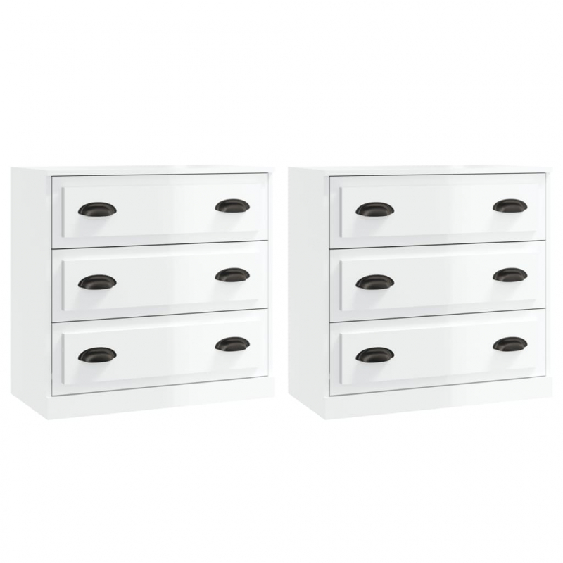 Sideboards 2 Stk. Hochglanz-Weiß Holzwerkstoff