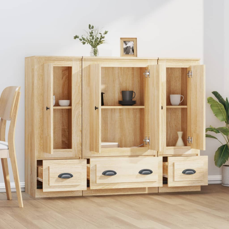 Highboards 3 Stk. Sonoma-Eiche Holzwerkstoff