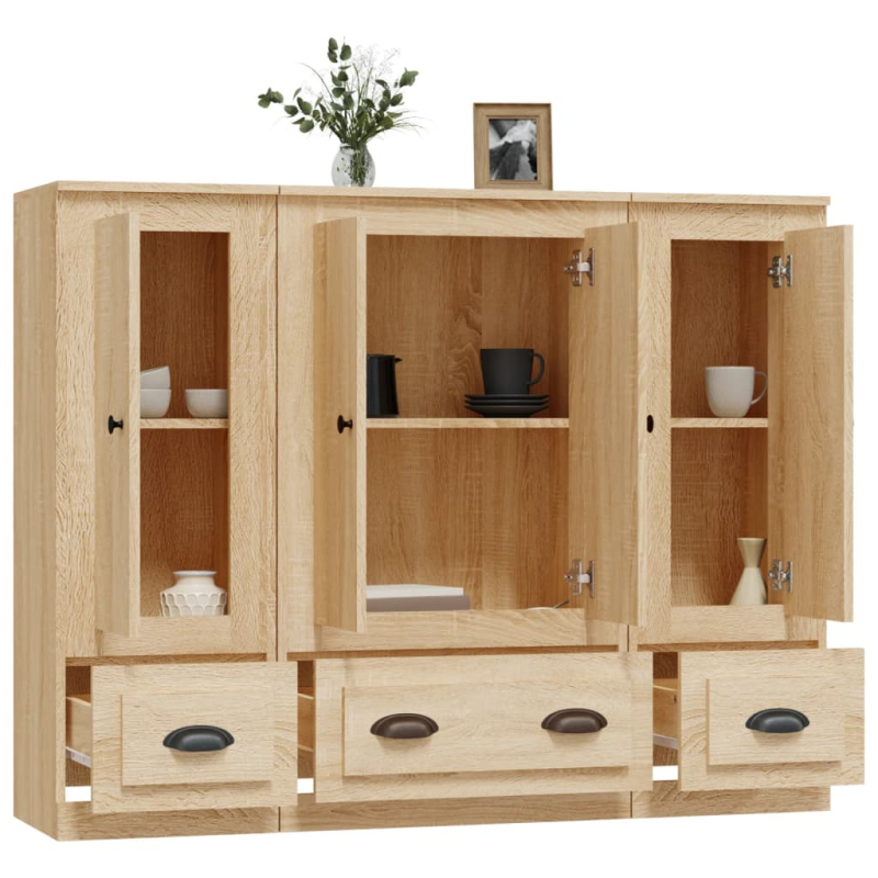 Highboards 3 Stk. Sonoma-Eiche Holzwerkstoff