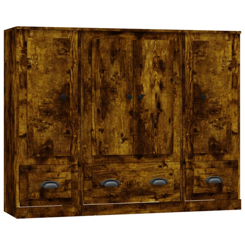 Highboards 3 Stk. Räuchereiche Holzwerkstoff