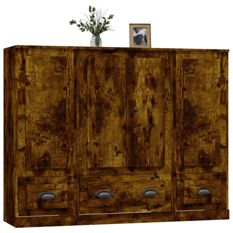 Highboards 3 Stk. Räuchereiche Holzwerkstoff