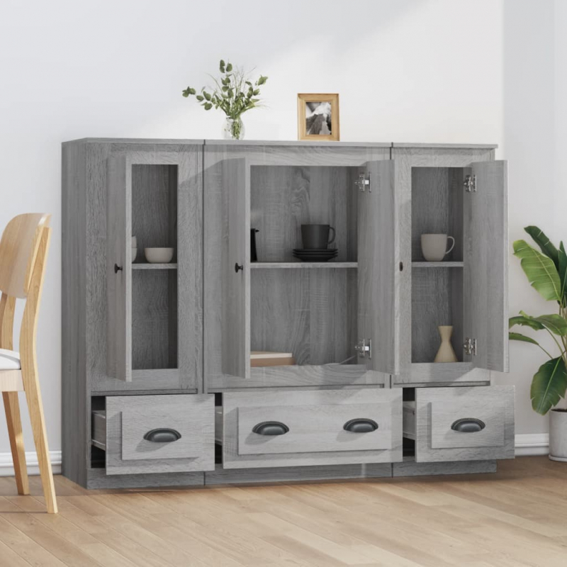 Highboards 3 Stk. Grau Sonoma Holzwerkstoff