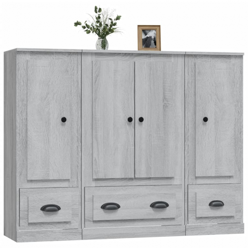 Highboards 3 Stk. Grau Sonoma Holzwerkstoff