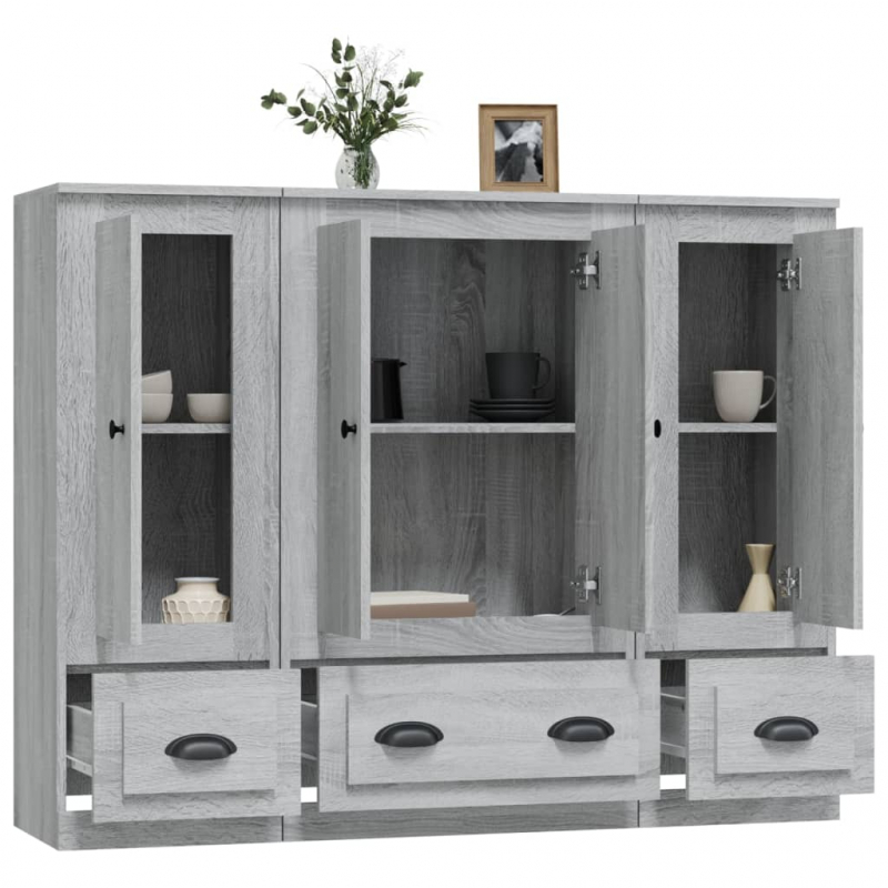 Highboards 3 Stk. Grau Sonoma Holzwerkstoff
