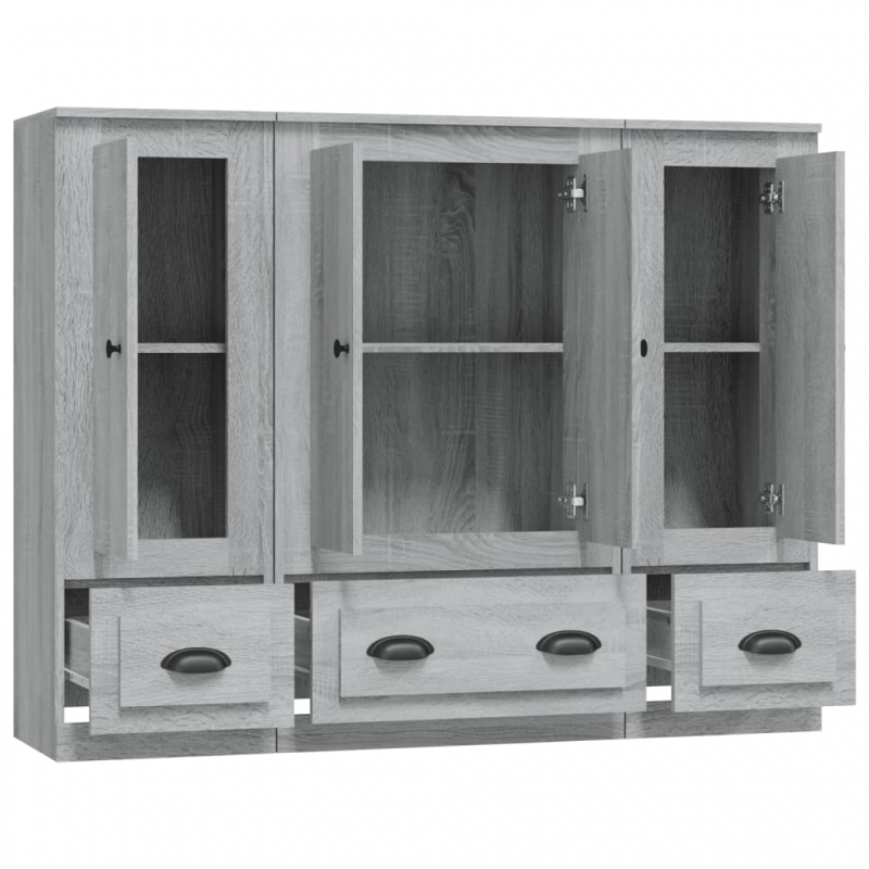 Highboards 3 Stk. Grau Sonoma Holzwerkstoff