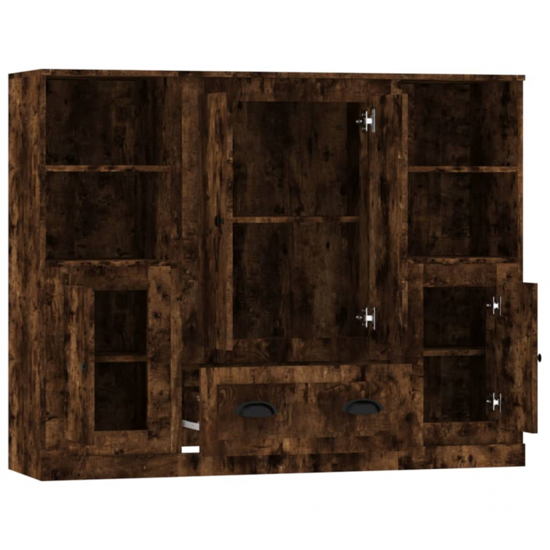 Highboards 3 Stk. Räuchereiche Holzwerkstoff