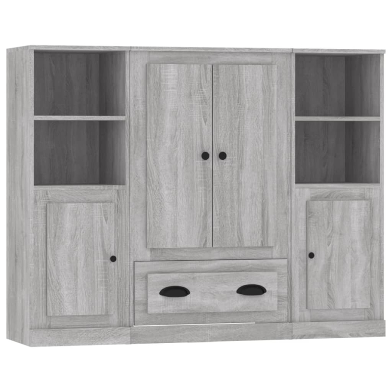 Highboards 3 Stk. Grau Sonoma Holzwerkstoff