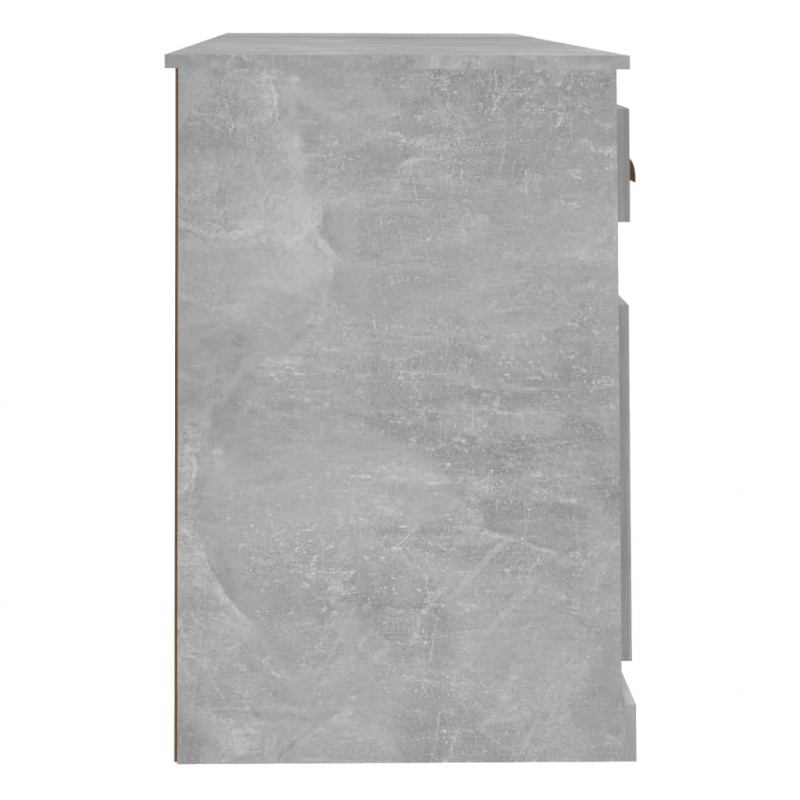 Schreibtisch mit Stauraum Betongrau Holzwerkstoff