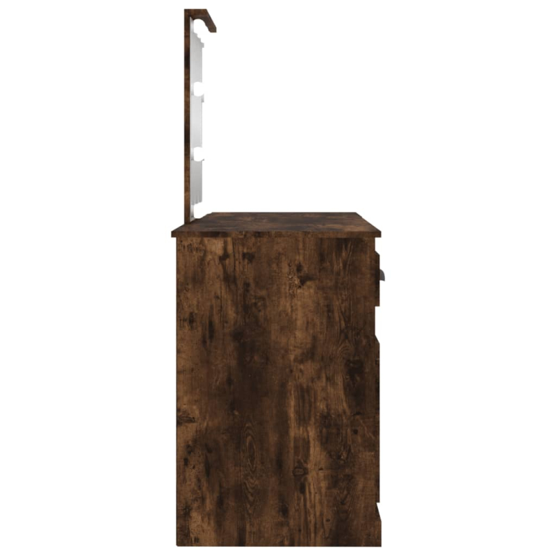 Schminktisch mit LED-Leuchten Räuchereiche 130x50x132,5 cm