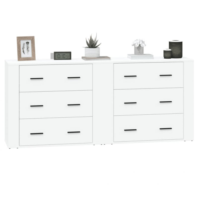 Sideboards 2 Stk. Weiß Holzwerkstoff