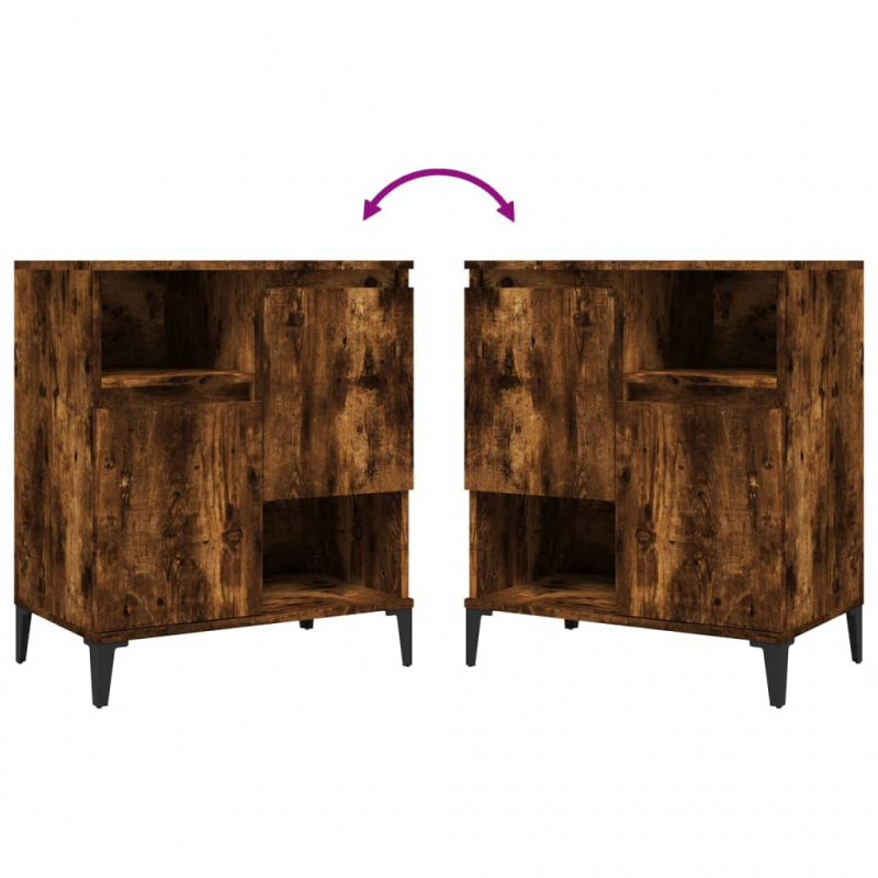 Sideboards 2 Stk. Räuchereiche 60x35x70 cm Holzwerkstoff