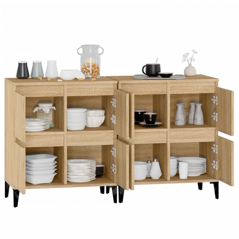 Sideboards 2 Stk. Sonoma-Eiche 60x35x70 cm Holzwerkstoff