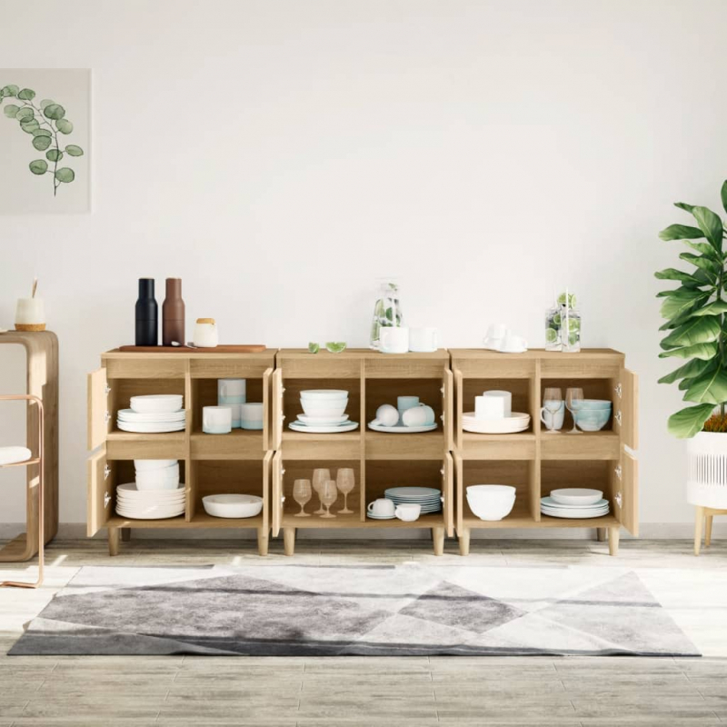 Sideboards 3 Stk. Sonoma-Eiche 60x35x70 cm Holzwerkstoff