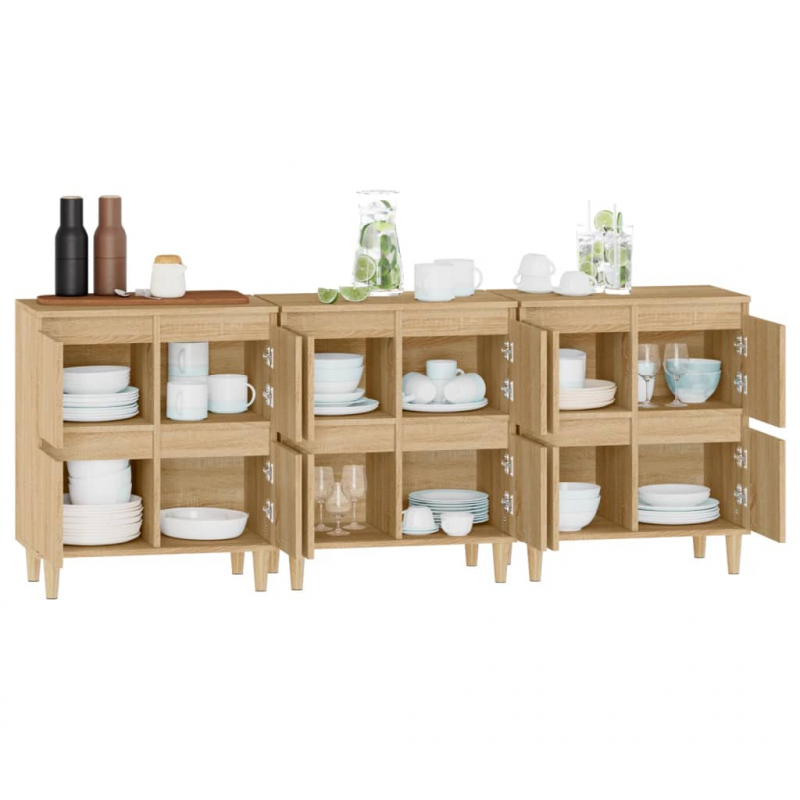 Sideboards 3 Stk. Sonoma-Eiche 60x35x70 cm Holzwerkstoff