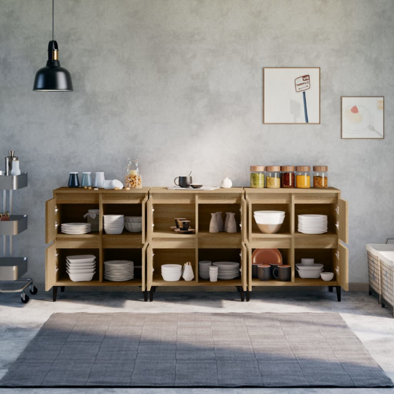 Sideboards 3 Stk. Sonoma-Eiche 60x35x70 cm Holzwerkstoff