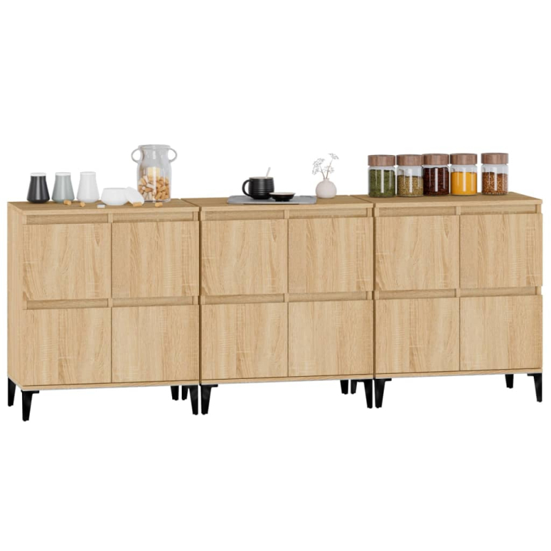 Sideboards 3 Stk. Sonoma-Eiche 60x35x70 cm Holzwerkstoff