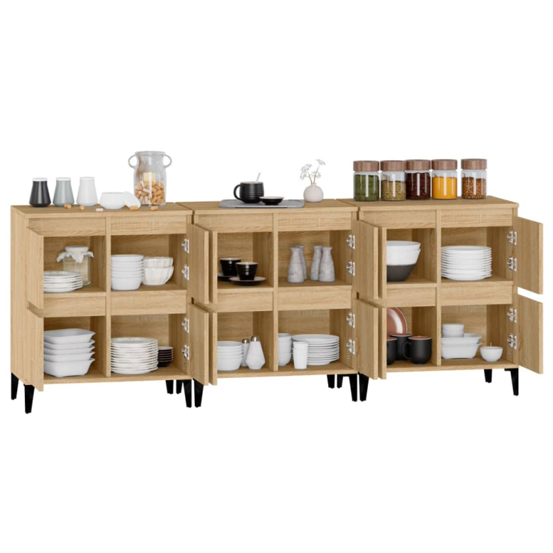 Sideboards 3 Stk. Sonoma-Eiche 60x35x70 cm Holzwerkstoff