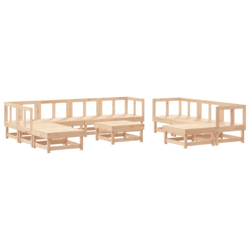 11-tlg. Garten-Lounge-Set Massivholz Kiefer