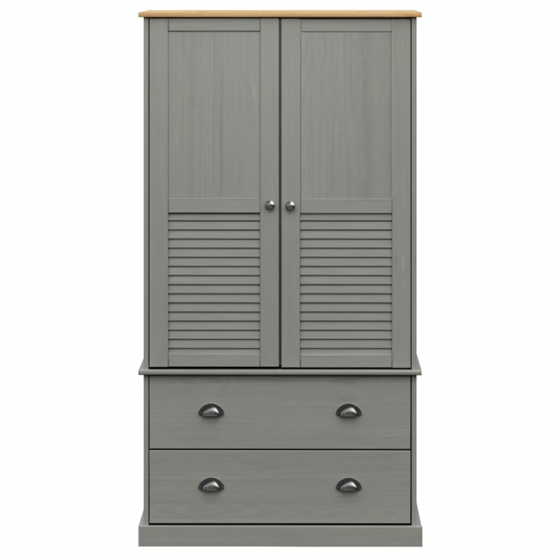 Kleiderschrank VIGO Grau 90x55x170 cm Massivholz Kiefer