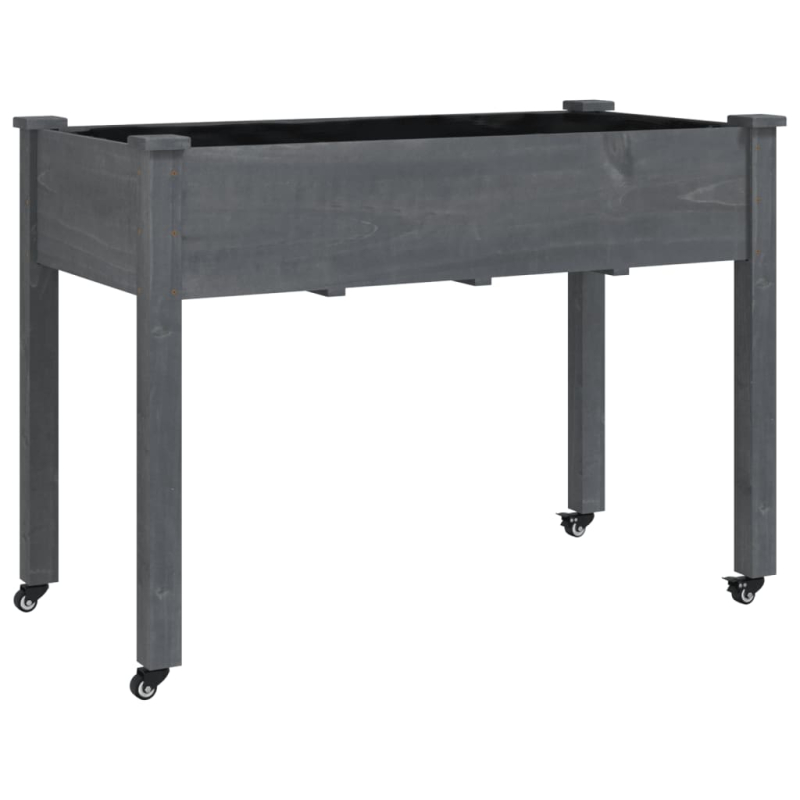 Pflanzkübel mit Einsatz und Rollen Grau 118x59x80 cm Tannenholz