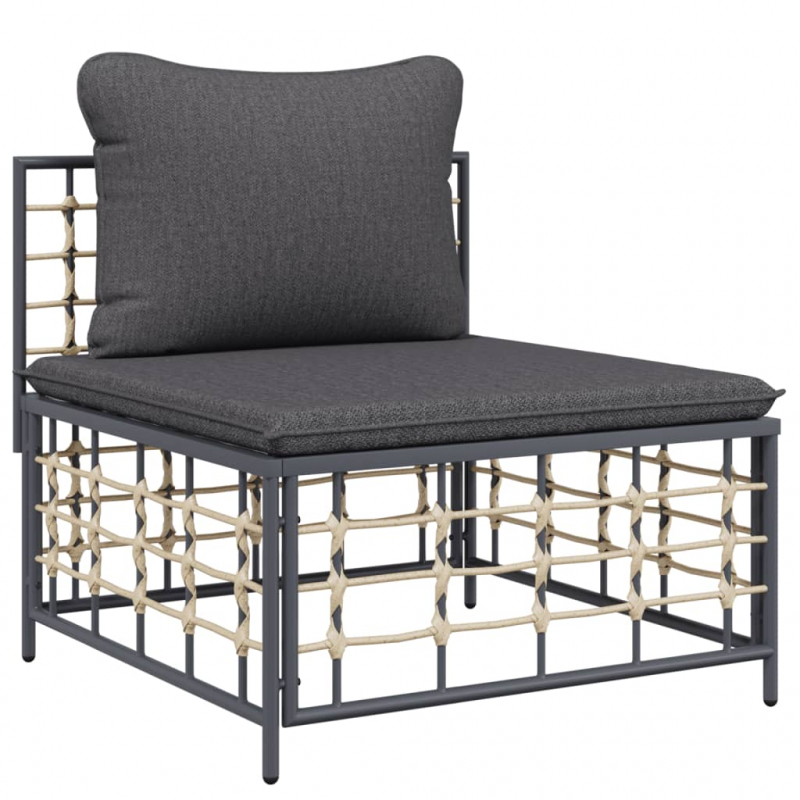 5-tlg. Garten-Lounge-Set mit Kissen Anthrazit Poly Rattan