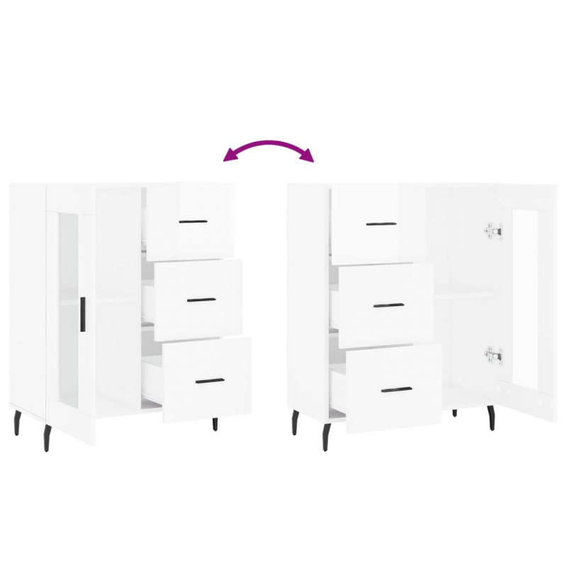 Sideboard Hochglanz-Weiß 69,5x34x90 cm Holzwerkstoff