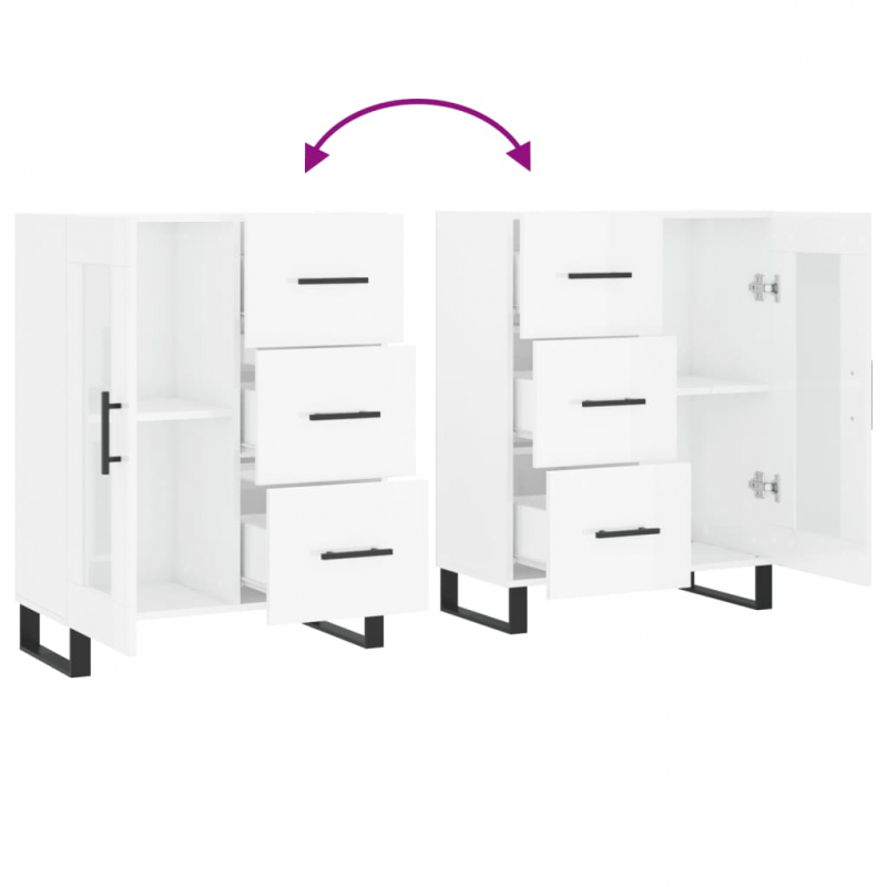 Sideboard Hochglanz-Weiß 69,5x34x90 cm Holzwerkstoff