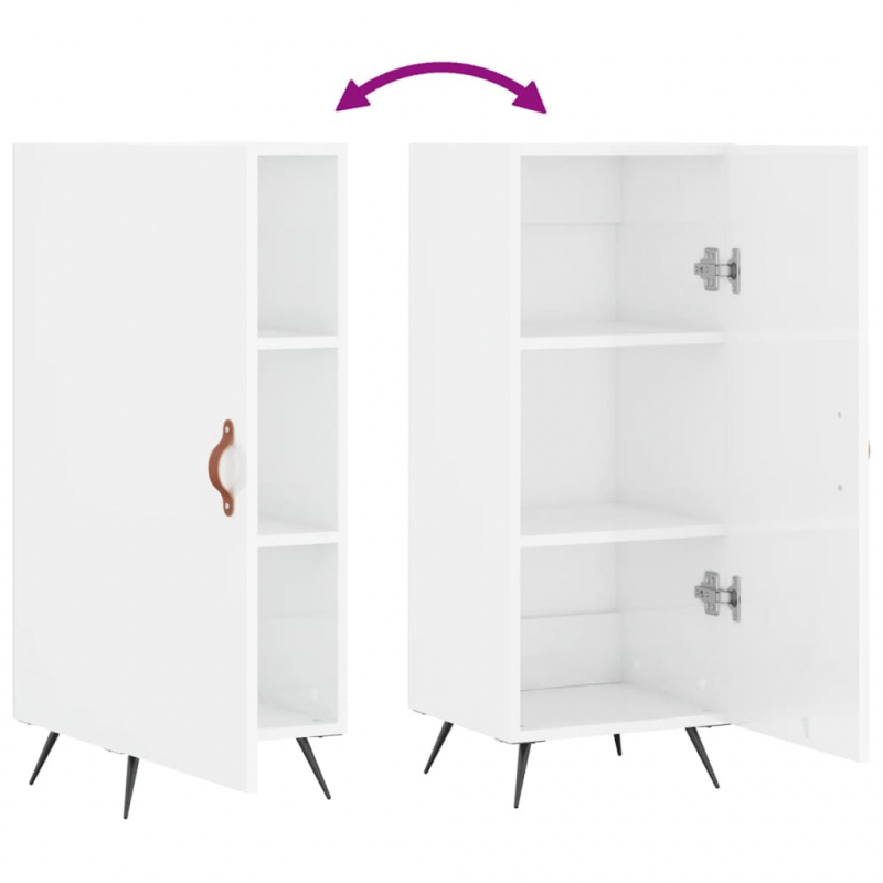 Sideboard Hochglanz-Weiß 34,5x34x90 cm Holzwerkstoff