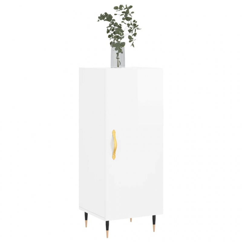 Sideboard Hochglanz-Weiß 34,5x34x90 cm Holzwerkstoff