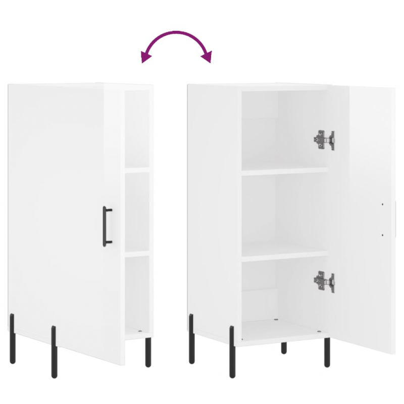 Sideboard Hochglanz-Weiß 34,5x34x90 cm Holzwerkstoff