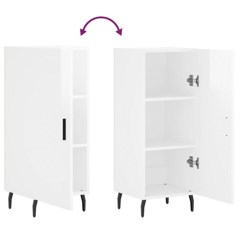 Sideboard Hochglanz-Weiß 34,5x34x90 cm Holzwerkstoff