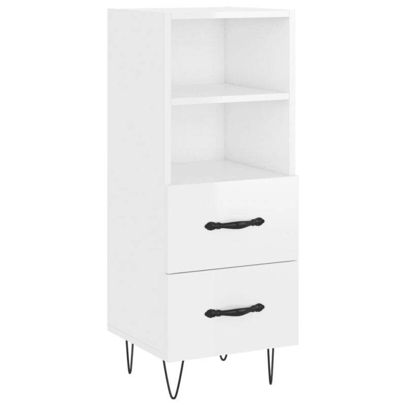 Sideboard Hochglanz-Weiß 34,5x34x90 cm Holzwerkstoff