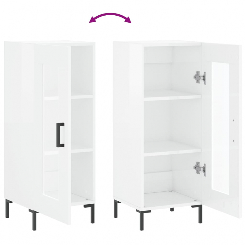 Sideboard Hochglanz-Weiß 34,5x34x90 cm Holzwerkstoff