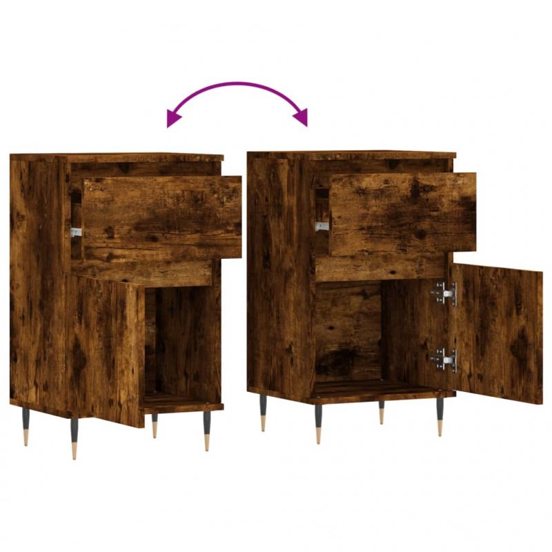Sideboards 2 Stk. Räuchereiche 40x35x70 cm Holzwerkstoff