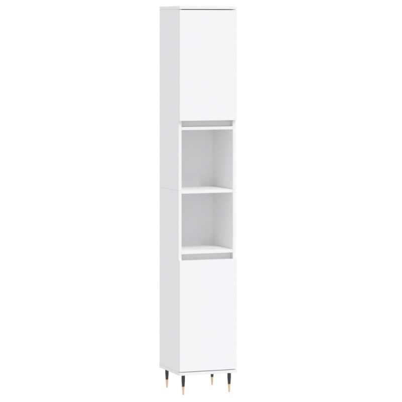 Badschrank Weiß 30x30x190 cm Holzwerkstoff