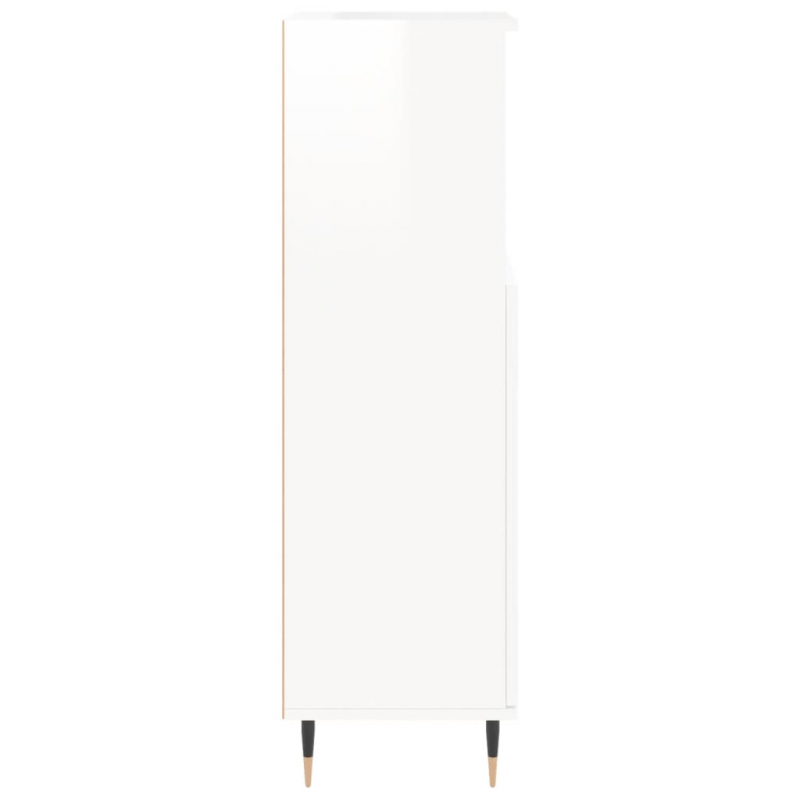 Badschrank Hochglanz-Weiß 30x30x100 cm Holzwerkstoff