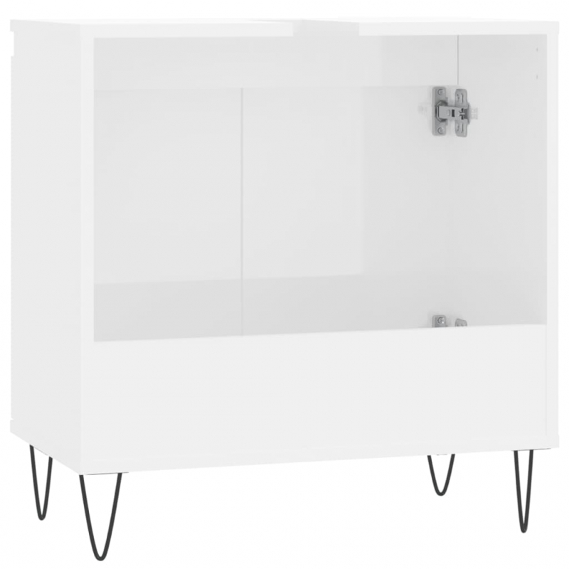 Badschrank Hochglanz-Weiß 58x33x60 cm Holzwerkstoff