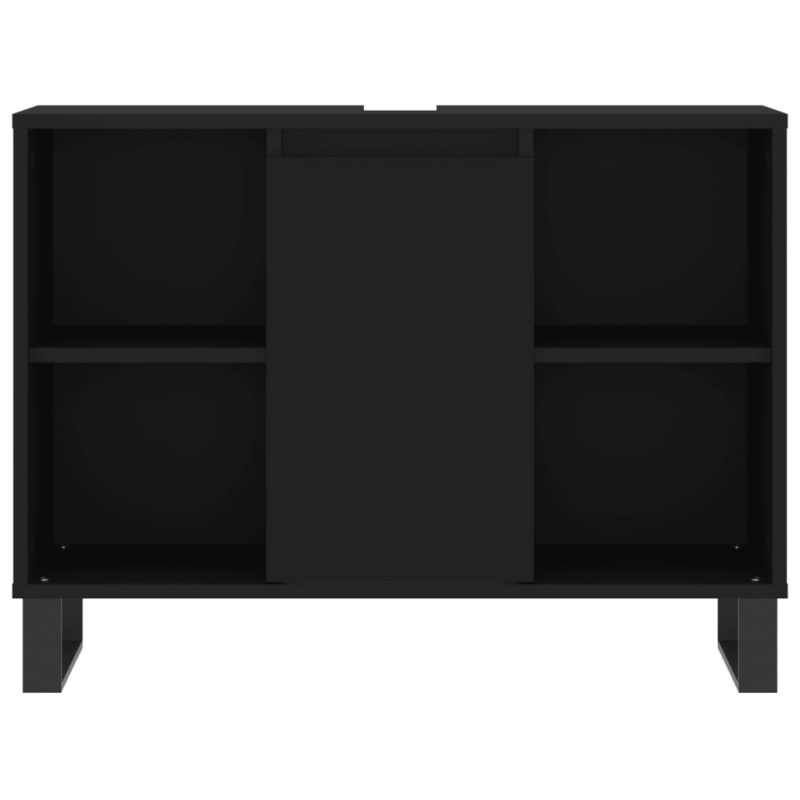 Badschrank Schwarz 80x33x60 cm Holzwerkstoff