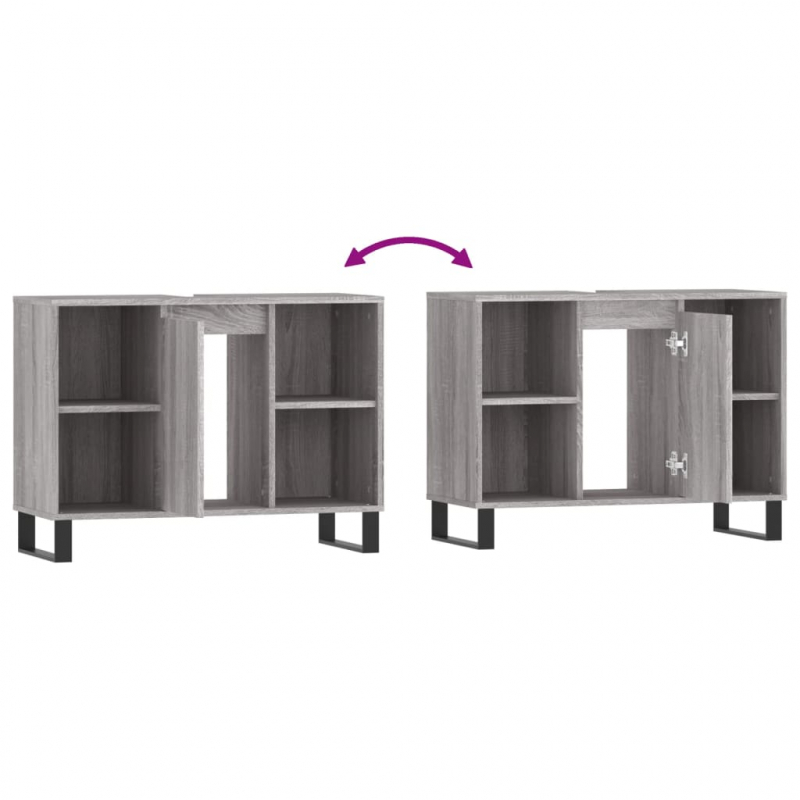 Badschrank Grau Sonoma 80x33x60 cm Holzwerkstoff