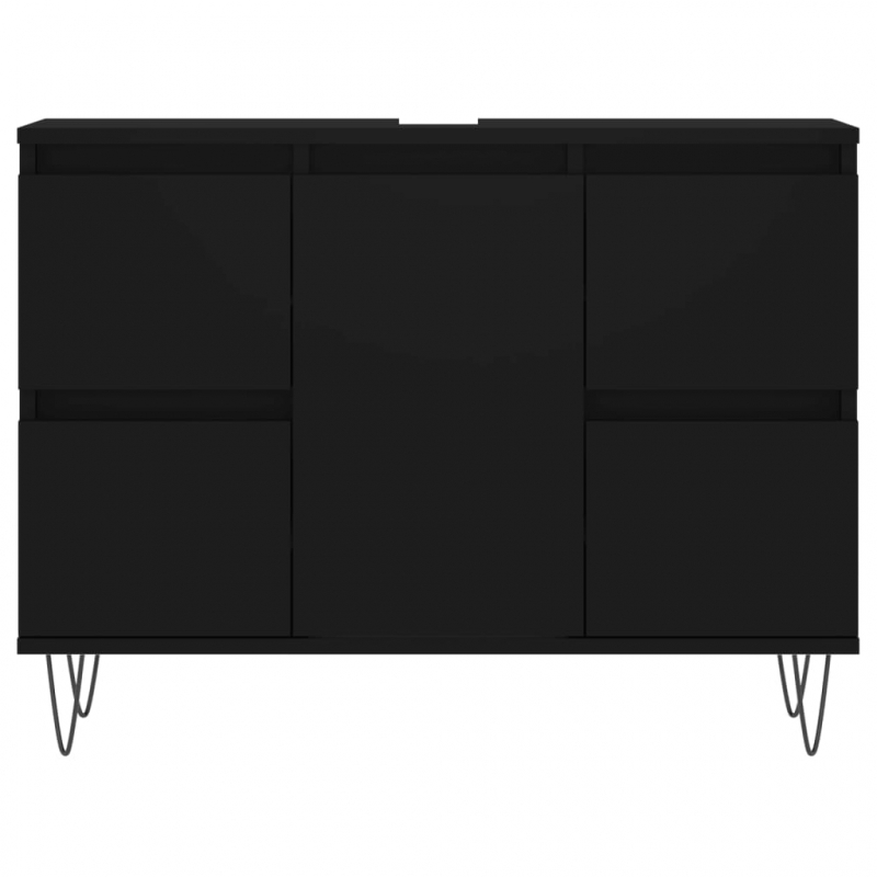 Badschrank Schwarz 80x33x60 cm Holzwerkstoff