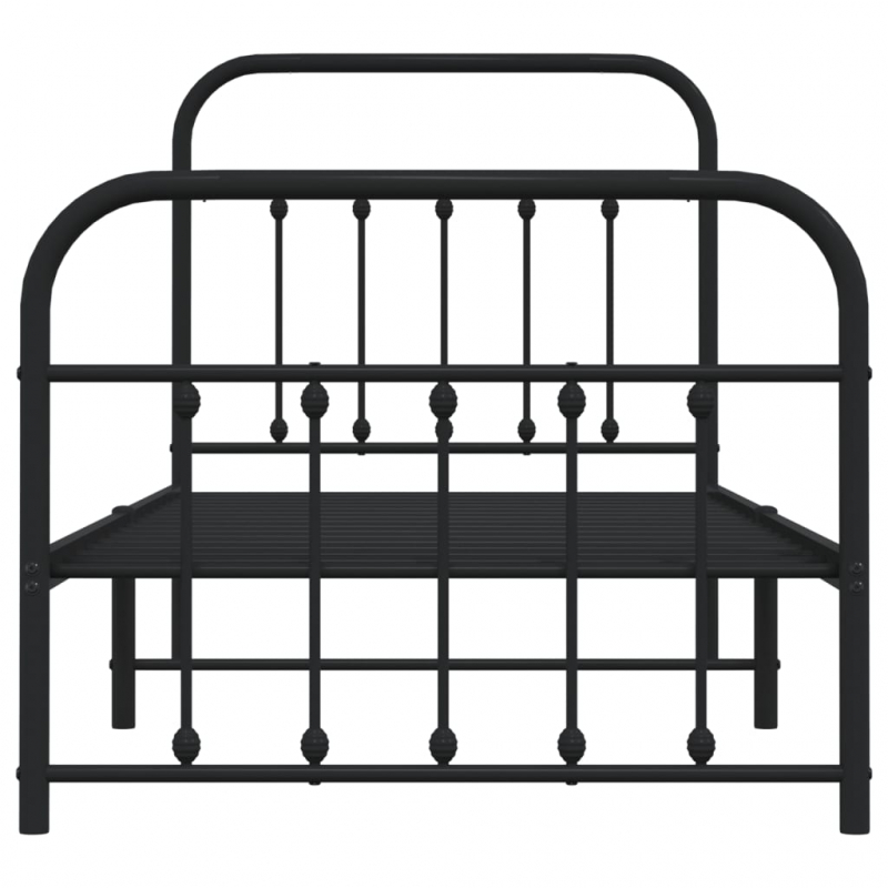 Bettgestell mit Kopf- und Fußteil Metall Schwarz 90x200 cm