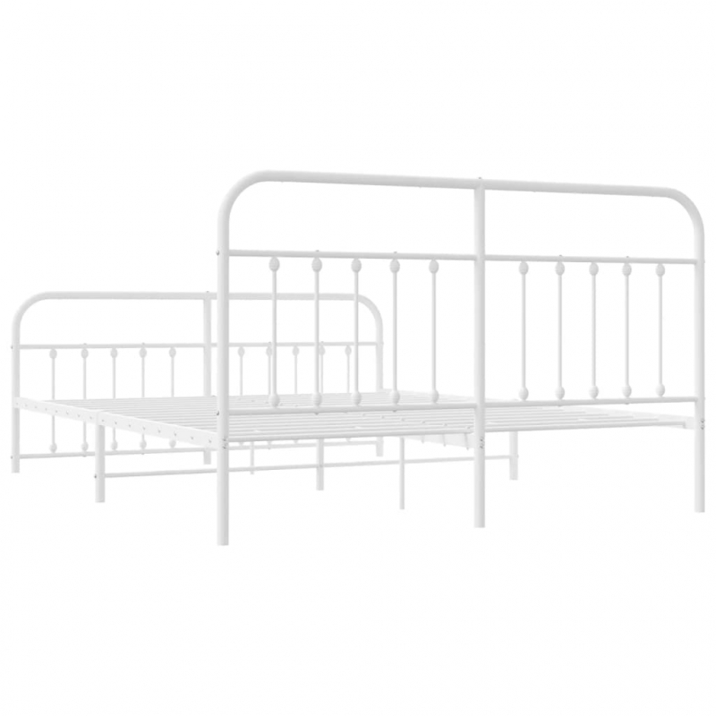 Bettgestell mit Kopf- und Fußteil Metall Weiß 183x213 cm