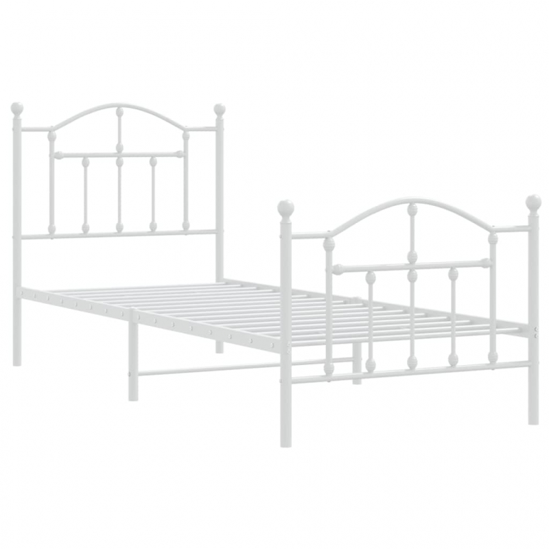 Bettgestell mit Kopf- und Fußteil Metall Weiß 80x200 cm