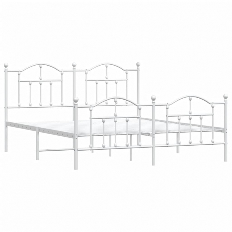 Bettgestell mit Kopf- und Fußteil Metall Weiß 183x213 cm