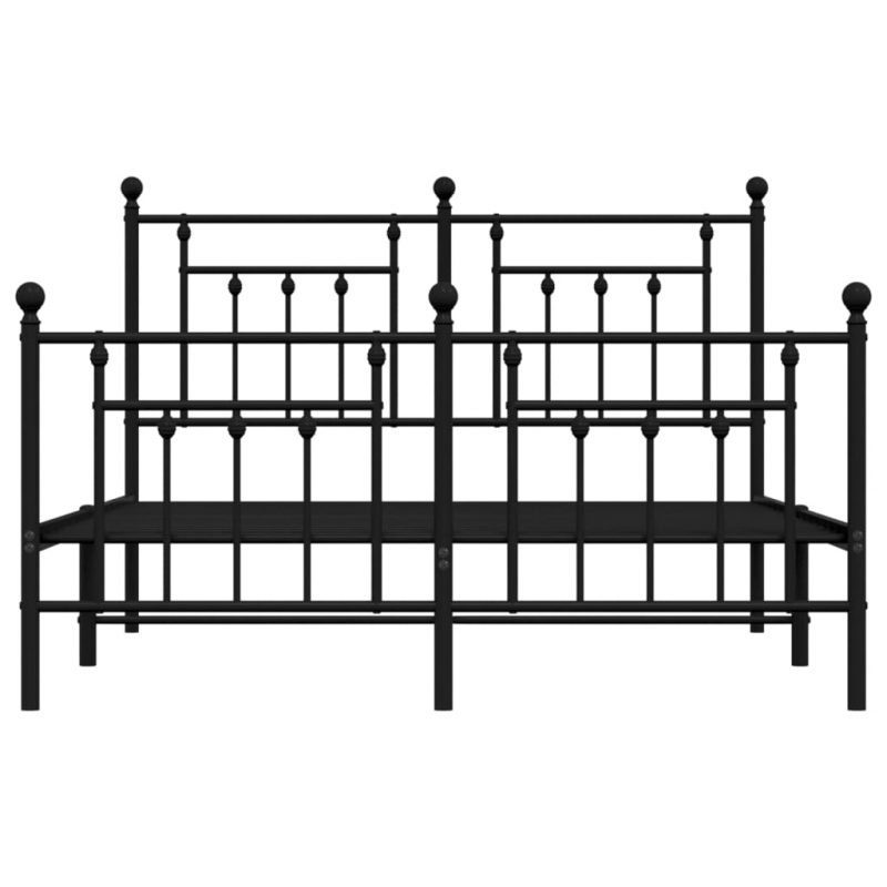 Bettgestell mit Kopf- und Fußteil Metall Schwarz 140x190 cm