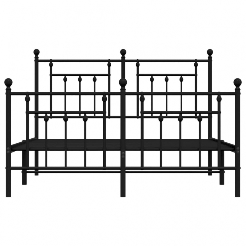 Bettgestell mit Kopf- und Fußteil Metall Schwarz 150x200 cm