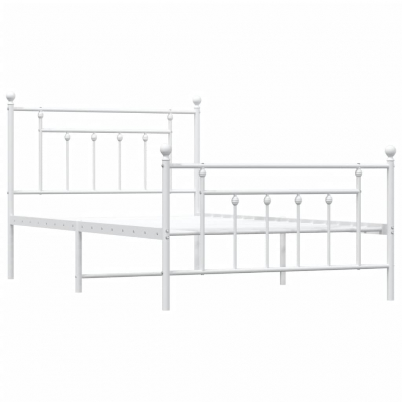 Bettgestell mit Kopf- und Fußteil Metall Weiß 107x203 cm
